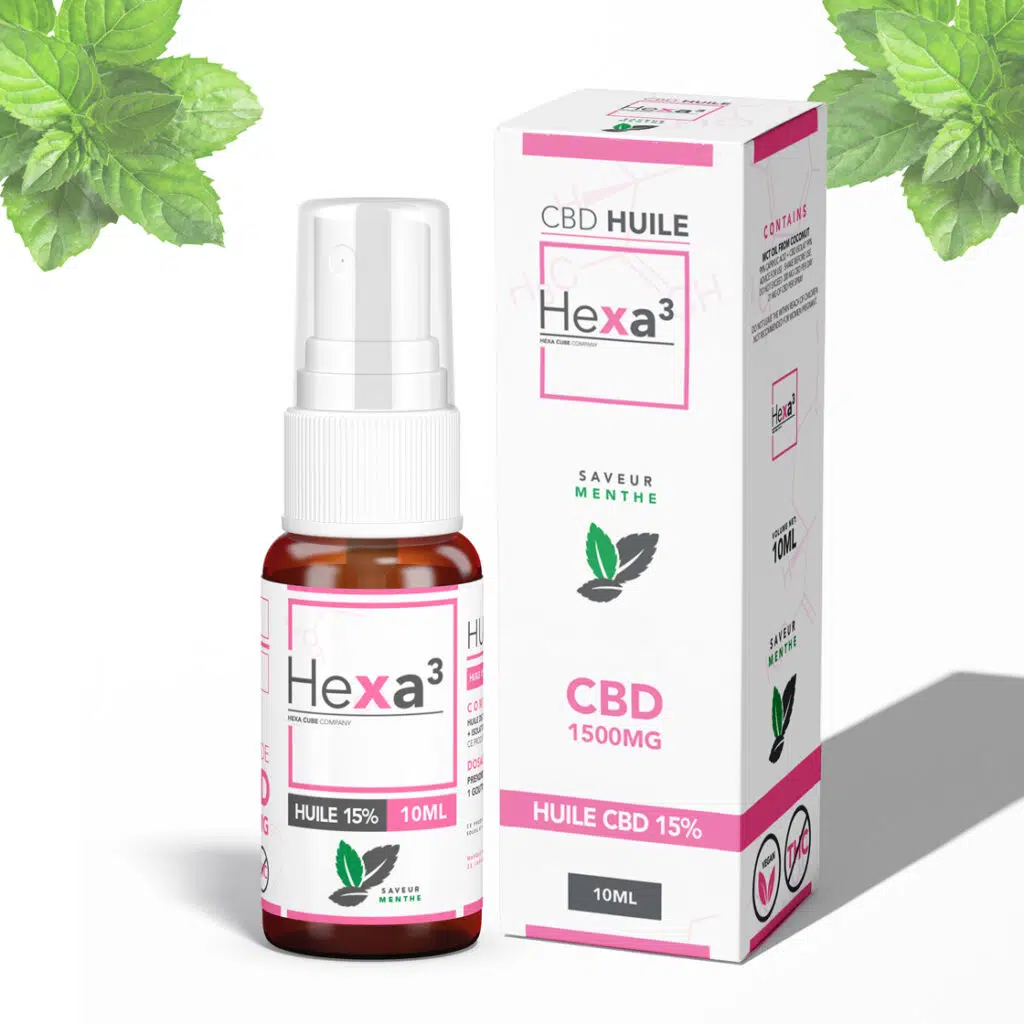huile CBD 15% menthe base MCT en spray 10ml Hexa3