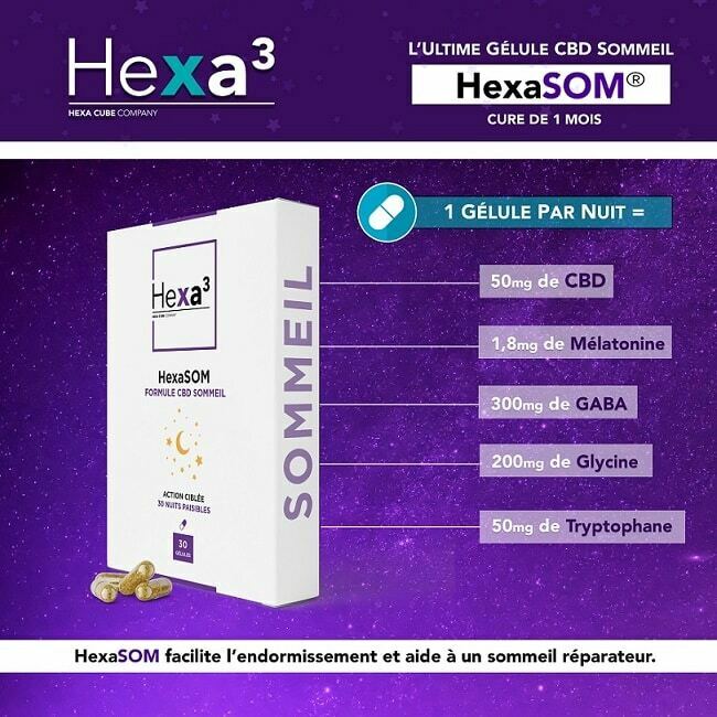 Boite de 30 capsules CDB sommeil HexaSOM avec composition