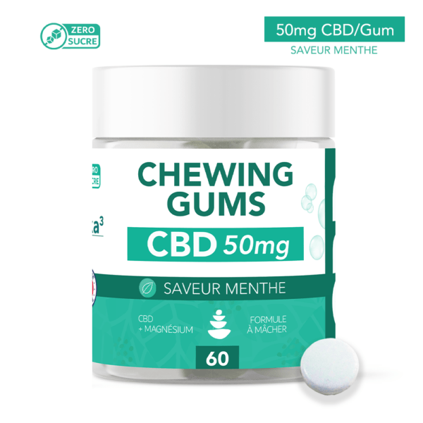 Chewing-Gums CBD 50mg x 60 Saveur Menthe HexaZEN® Hexa3
