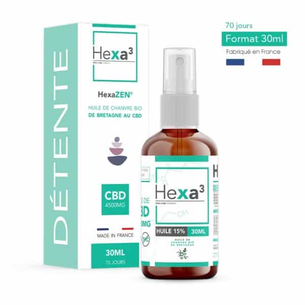 Huile CBD 30ml detente chanvre bio HexaZEN spray Hexa3