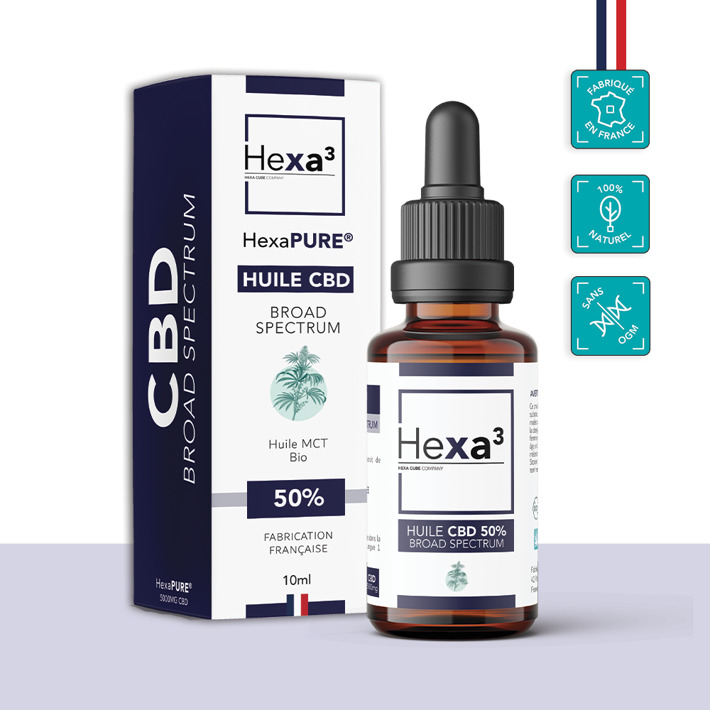 Huile CBD 50% Broad Spectrum MCT Bio HexaPURE | Hexa3